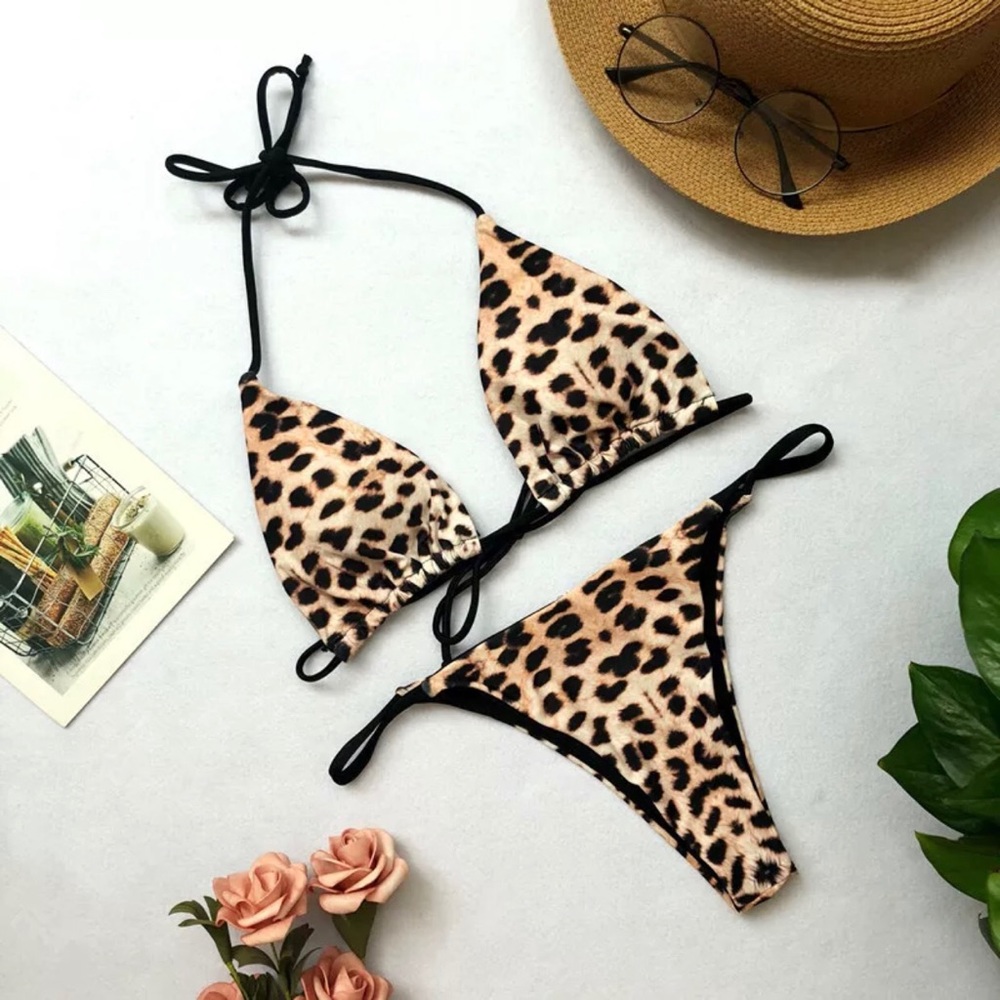Cheetah printed bikini brand new black